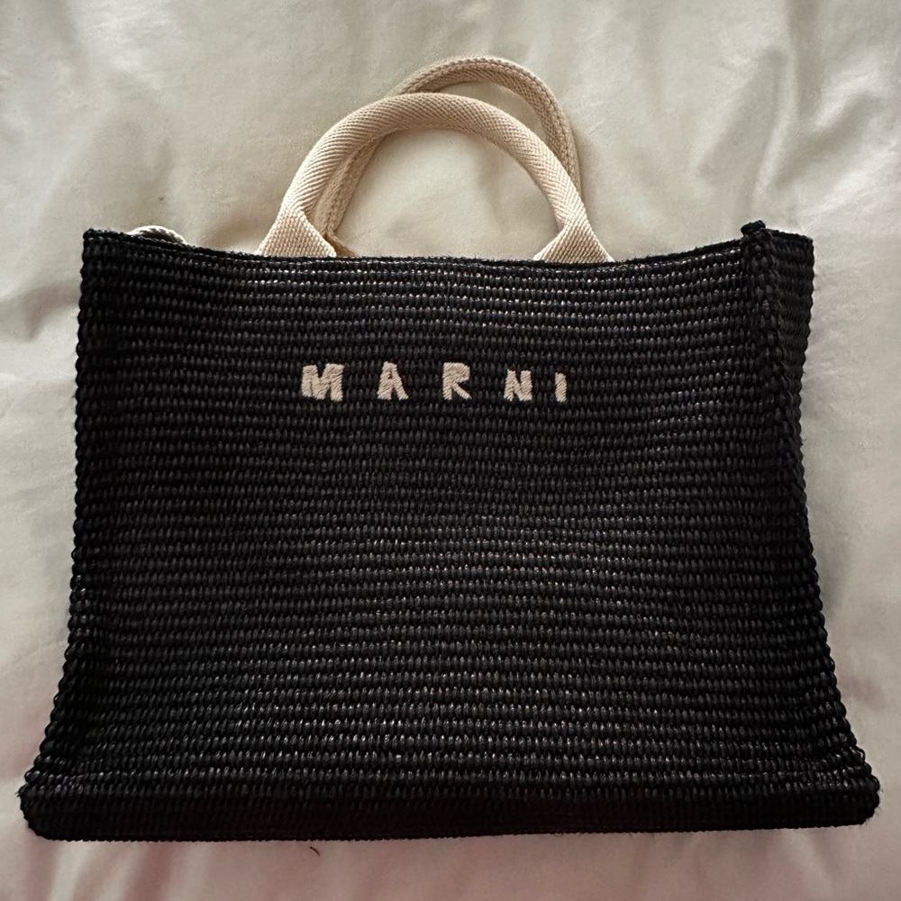 Marni Black and Cream Textured Tote